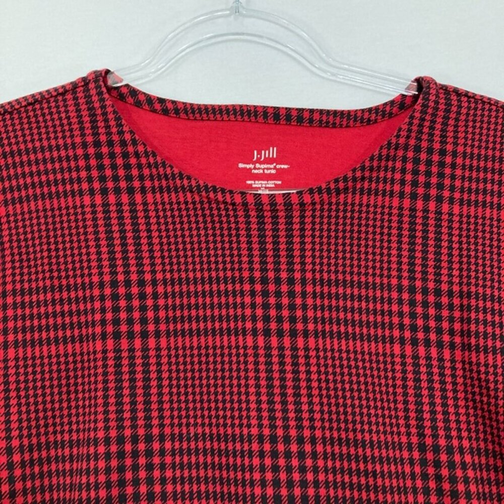 J. Jill size XL Petite Red Black‎ Houndstooth Simply Supima Stretch Tunic - Picture 3 of 10